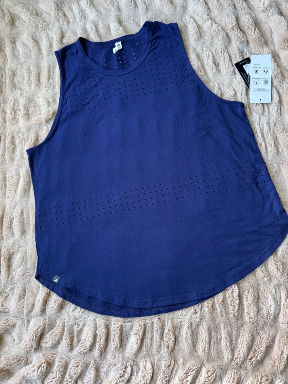 NWT Navy Tank with perforated detailing